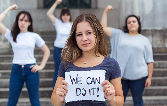 Community Young Women Marching Equal Rights 1